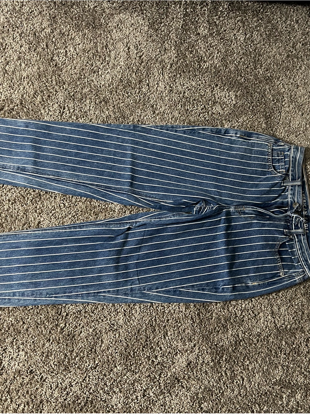 American Eagle Outfitters Blue Pinstripe Straight Leg Jeans